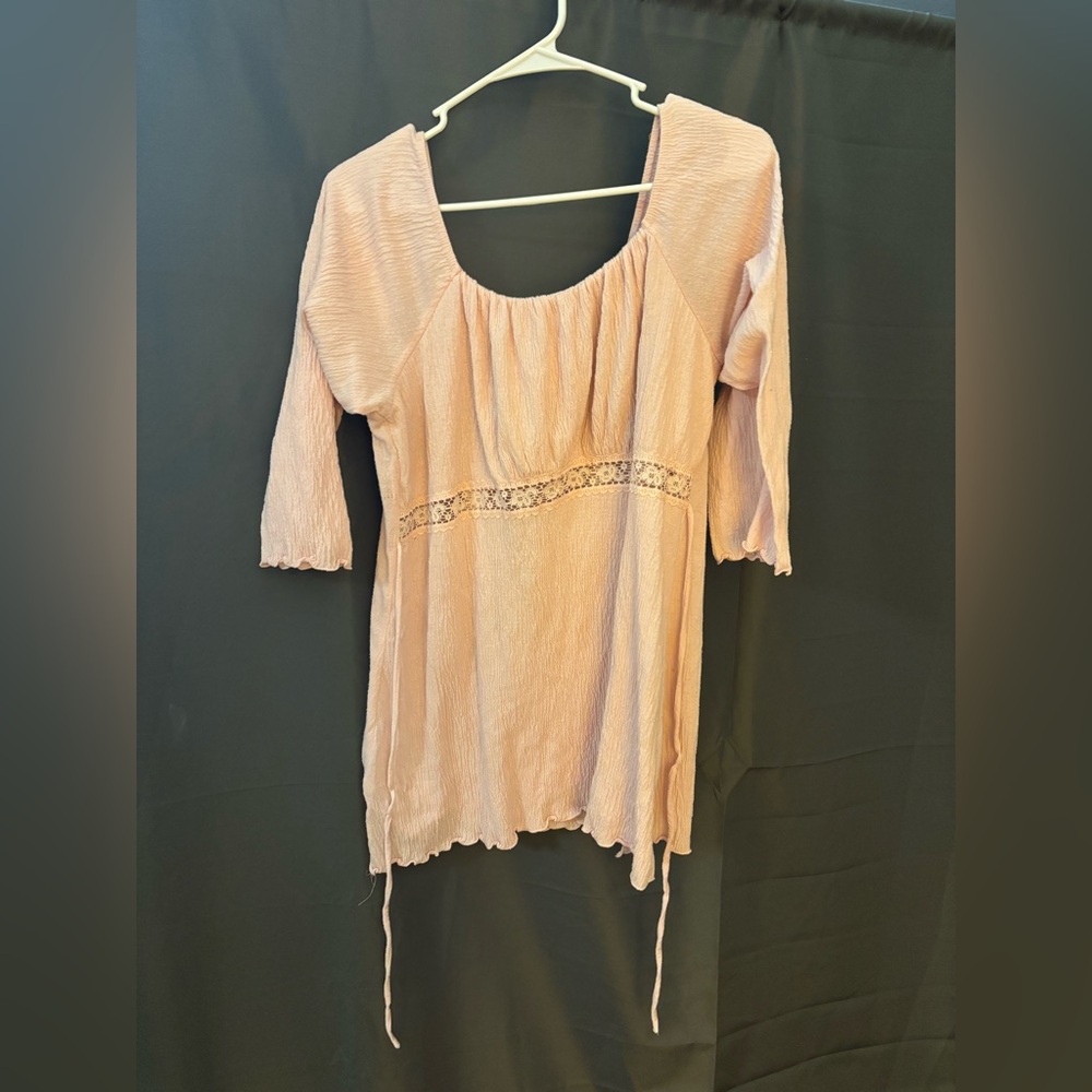 Women's Pink Top with lace detail size Large